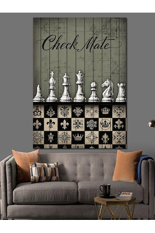 Ahşap Tablo Satranç Mat Yazılı Poster