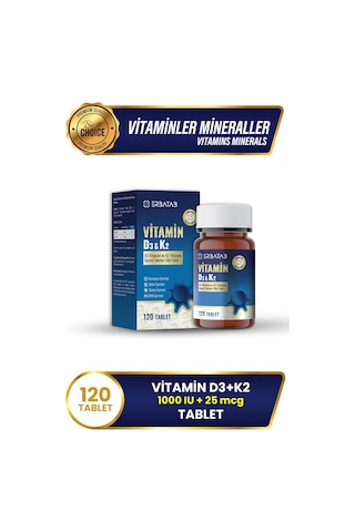 Erbatab D3 Vitamini Ve K2 Vitamini İçeren Takviye Edici Gıda 120 Tablet
