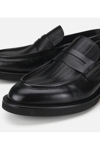 Hotiç Erkek Deri Siyah Kalın Tabanlı Klasik Loafer