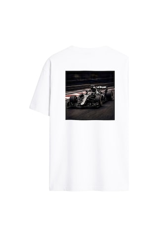 Black Nova Oversize Baskılı Unisex Tişört F1 Beyaz