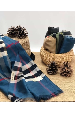 Burberry Şal Lacivert Kırmızı Lacivert Kırmızı