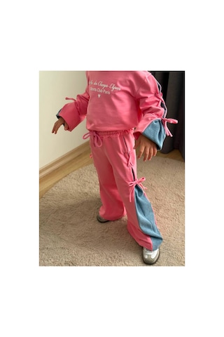 Toikids Kız Çocuk Kot Ve Fiyonk Detaylı İkili Takım Pembe