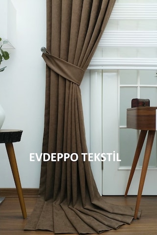 Taç Soft Kahve Fon Perde Kahverengi