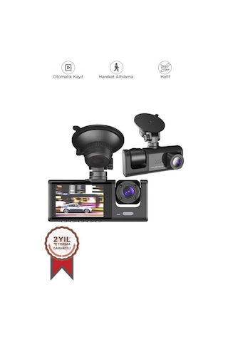 Ta-01 Siyah 1080p Araç İçi 3 Kameralı Lcd Ekranlı Gece Görüşlü , G-sensör , Geri Görüş Kamera