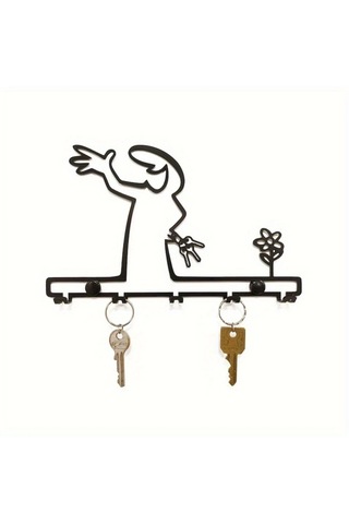 Myc Metal Anahtarlık Askılığı - Minimalist Kuş Figürlü Duvar Dekoru Siyah 32x16
