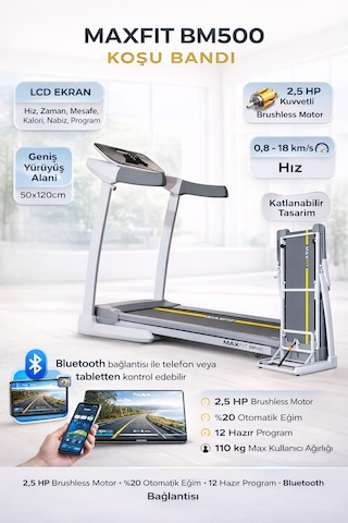 Maxfıt Bm500 Otomatik Eğimli Koşu Bandı