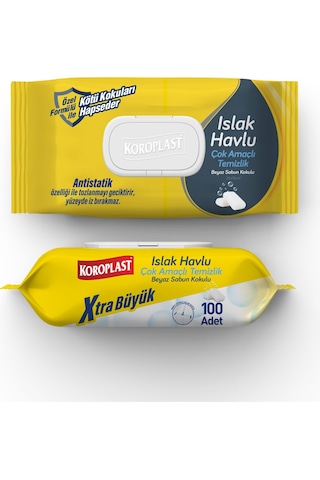 Koroplast Mop Uyumlu Islak Temizlik Havlusu Beyaz Sabun 100'lü