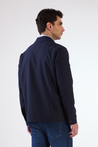 Lacivert Çıtçıt Kapamalı Cepli Overshirt Gömlek Lacivert