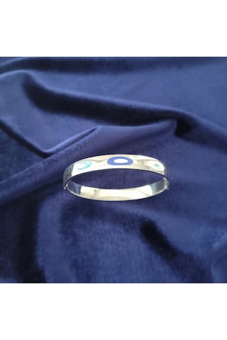Dört Nazarlık Desenli Kadın Çelik Bileklik Silver Gümüş
