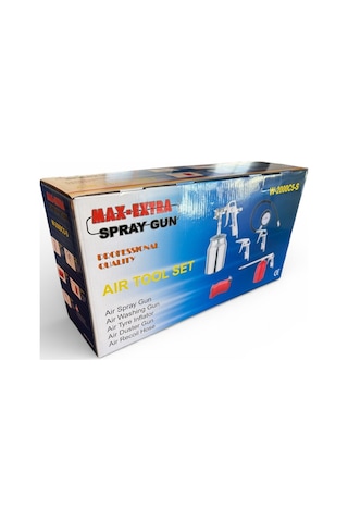 Max Extra 5 Parça Kompresör Havalı Alet Seti Boya Tabancası, Şişirme, Üfleme, Yıkama, Hortum