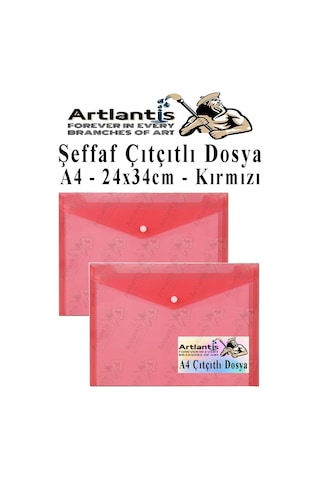 Kırmızı A4 Çıtçıtlı Dosya Şeffaf Renkli Zarf Dosya 2 Adet Çıt Çıtlı Dosya Su Geçirmez 100 Yaprak Kapasite