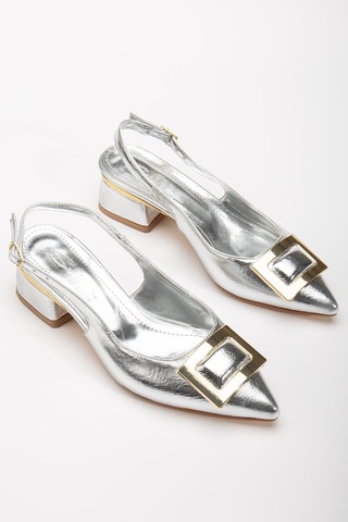 Suins Shoes Suins Milina Model Kadın Orta Topuklu Ayakkabı Gümüş