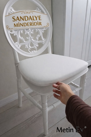 "2 Adet Süngerli Sandalye Minderi Fermuarlı, Arkadan Geçme Lastikli, Konforlu Oturma Minderi Beyaz