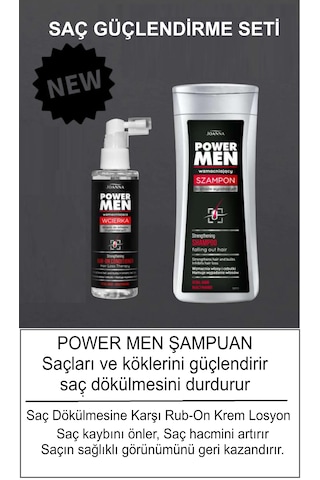 Saç Dökülmesine Karşı Önleyici Şampuan - 200ml + Power Men Rub-on Saç Dökülmesine Karşı Güçlendirici Krem Losyon 100 Ml 2'si Birlikte Set Dökülen
