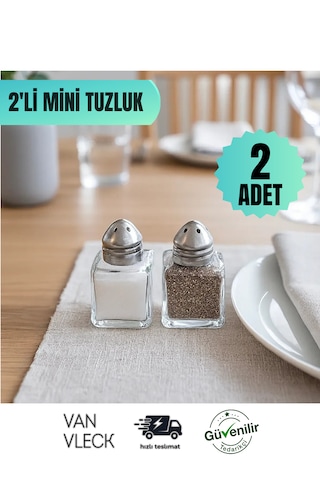 2 Li Mini Cam Tuzluk & Karabiberlik Şık Baharatlık Seti, Sofra, Piknik Ve Mutfak Kullanımı İçin Gri - Şeffaf