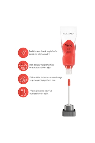 Parlak Bitişli Nemlendirici E Vitaminli Dudak Parlatıcı - Vivid Lipgloss 110 Rosy Red Kırmızı