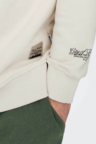 Only & Sons Erkek Onsrıley Yarım Fermuar Yakalı Sweatshirt 22030160 Ekru Ekru