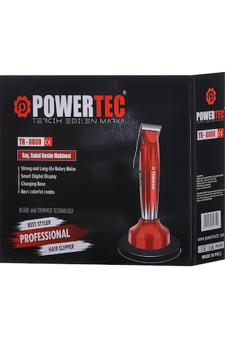 Powertec TR-8800 Saç Sakal Tıraş Makinesi Kırmızı