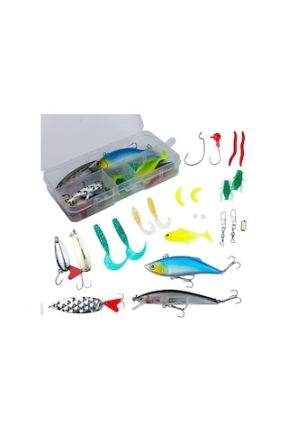 Valkyrie 24 Parça Sahte Olta Yem Ve Aksesuar Seti Silikon Rapala Jig Kaşık