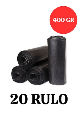 Kalın Çöp Torbası 400 Gr X 20 Rulo Siyah Çöp Poşeti 80x110 Cm Jumbo Endüstriyel Çöp Torbası