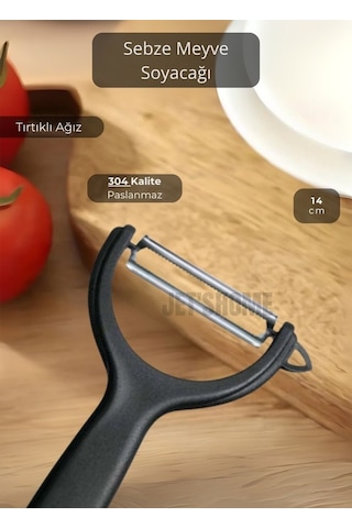 Meyve Soyacağı Paslanmaz Sebze Soyacağı Tırtıklı Soyacak Siyah 14 Cm Siyah