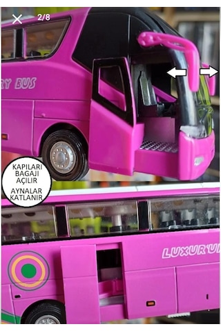 Metal Yolcu Otobüsü Dıecast Koleksiyon Sesli Işıklı Far Yanar Oto