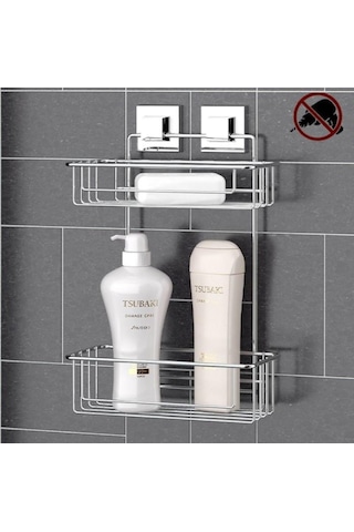 Geseus Yapışkanlı Iki Katlı Krom Banyo Rafı Ef256 Çok Renkli