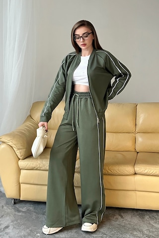 Balenbi Kadın Modal Kumaş Çift Biyeli Fermuarlı Takım 1127 Haki