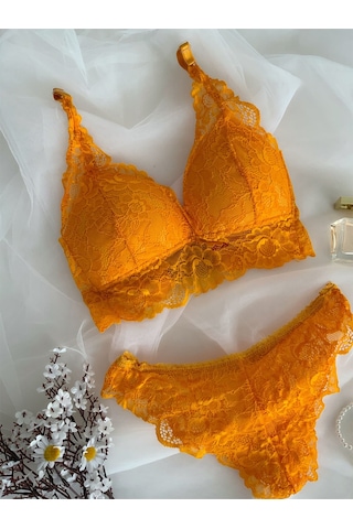 Mh Moony Homewears Premium Turuncu Bralet Takımı Turuncu
