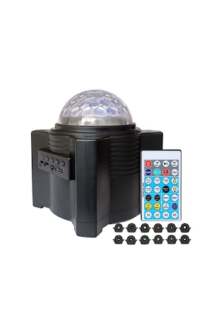 12 Uzay Desenli 15 Bulut Led'li Projeksiyon Lambası, Dahili Müzik Çalar, Led Gökyüzü Gece Lambası, Bluetooth Hoparlör Projeksiyon Lambası, Uzaktan Kumanda, Usb Sahne Yıldız Projeksiyon Lambası Siyah