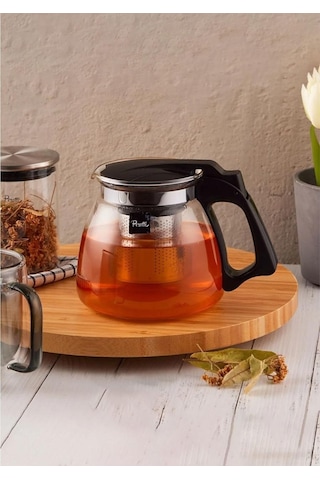 Luca Süzgeçli Cam Demlik - Çay Makinesi Uyumlu Cam Demlik - 900 Ml Şeffaf