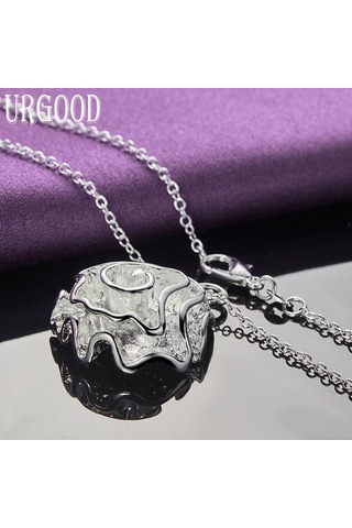 925 Ayar Gümüş Gül Kolye Kolye Moda Takı