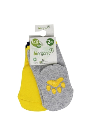 Bibaby Biorganic Paw 2'Li Kaymaz Çorap 68393 Bej-Ekru
