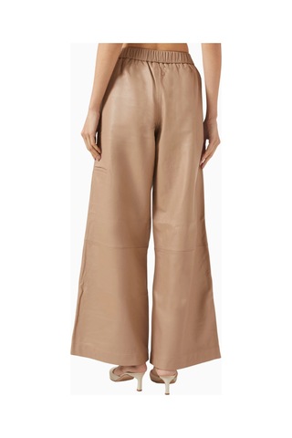 Represent Fuel Leather Pants, Lüks, Rahat Ve Şık Geniş Paça Deri Pantolon Bej