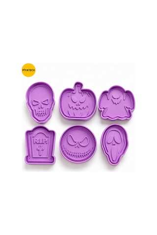 6'lı Cadılar Bayramı Halloween Temalı Kurabiye Ve Şeker Hamuru Kalıbı Seti - 3d Baskılı Şekillendirici