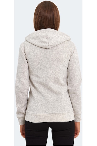 Slazenger KATYA Kadın Fermuarlı Kapüşonlu Cepli Gri Sweatshirt