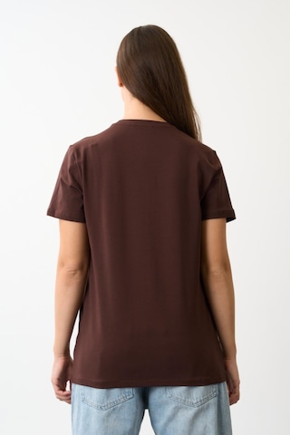 Alexandergardi Oversize Geniş Kalıp Bisiklet Yaka Baskılı T-shirt Kahverengi