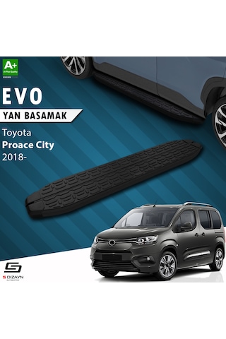 S-dizayn Toyota Proace City Kısa Şase Evo Siyah Yan Basamak 203 Cm 2018 Üzeri