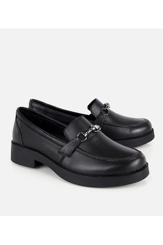 Hotiç Kadın Deri Siyah Metal Zincir Detaylı Klasik Loafer 01ayh334760a100 01ayh334760a100