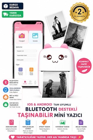 Bluetooth Mini Yazıcı Termal Fotoğraf Yazıcısı
