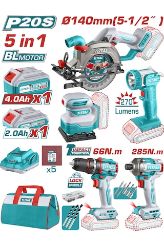Total TOSLI241081E Daire Testere + Zımpara + Darbeli Vidalama Set