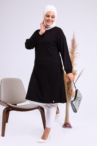 Kadın Büyük Beden İki İplik Penye Uzun Tesettür Tunik 001