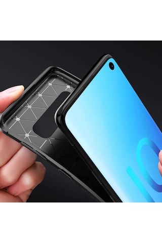Samsung Galaxy Uyumlu S10 Kılıf Karbon Silikon Case