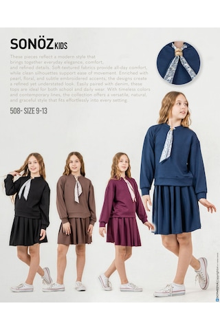 Soz Öz Bebe Fularlı Etekli Takım 10-14 Yaş -508475 - Bordo Bordo