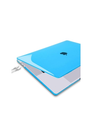 13" Apple Uyumlu MacBook Pro M2 A2686 Kristal Mavi Kılıf Koruyucu + Ekran Filmi