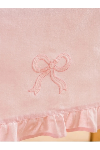 Pembe Fiyonk Nakışlı Fırfır Detaylı Runner 45x150 Cm