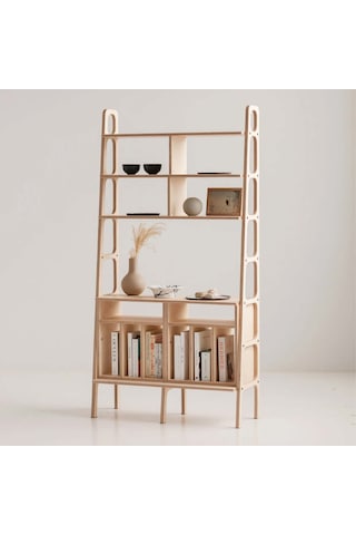 Woodesk Ocean, Ahşap Kitaplık Ve Raf Ünitesi, Natural Renk