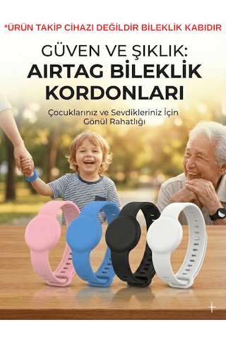 Beylini Airtag Yuvalı Bileklik Çocuk Yaşlı Alzahimer Demans Bilekliği Boş Airtag Yuvalı Renkli Siyah