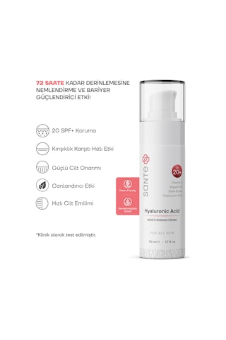 Sante Plus Hyaluronic Acid Nemlendirici Cilt Bakım Kremi SPF20+ 50 ML