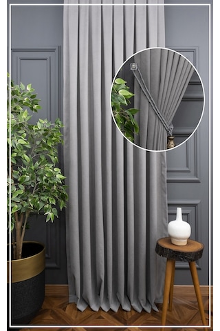 Evdepo Home Gri Fon Perde Tek Kanat (539795293) Gri
